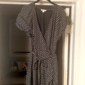 Whistles polka dot black wrap dress